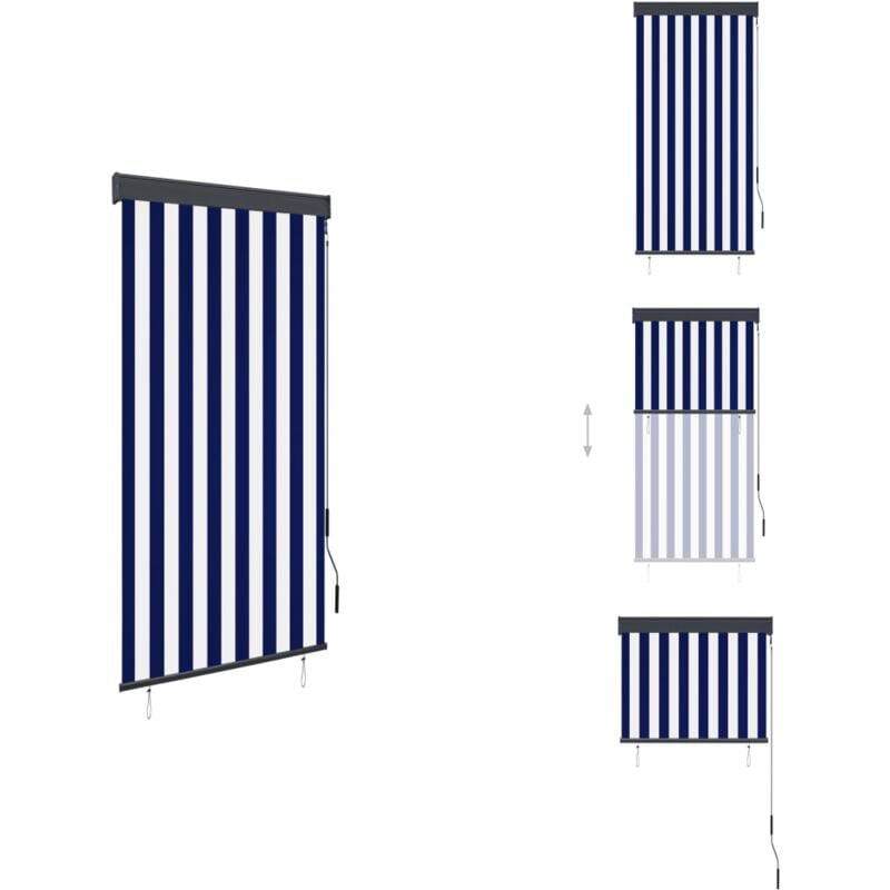 Vidaxl - Store roulant d'extérieur 80x250 cm Bleu et blanc - Stores Exterieurs - Volets Roulants - Protection Solaire - Intimité Extérieure - Store