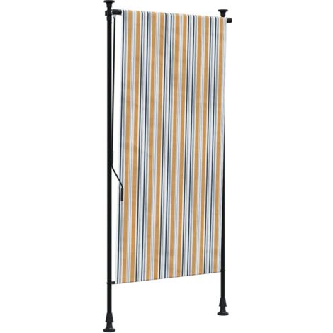 Store roulant d'extérieur jaune et blanc 100x270 cm tissu acier vidaXL