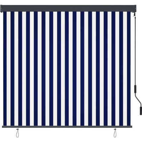 Store Roulant Extérieur Rayé Bleu et blanc 180 x 250 cm tissu CFW8080932
