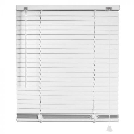 Store enrouleur vénitien alu blanc 42x150cm – Lamelles 25mm – Système de contrôle de la luminosité – Facile à nettoyer – Ateliers 28