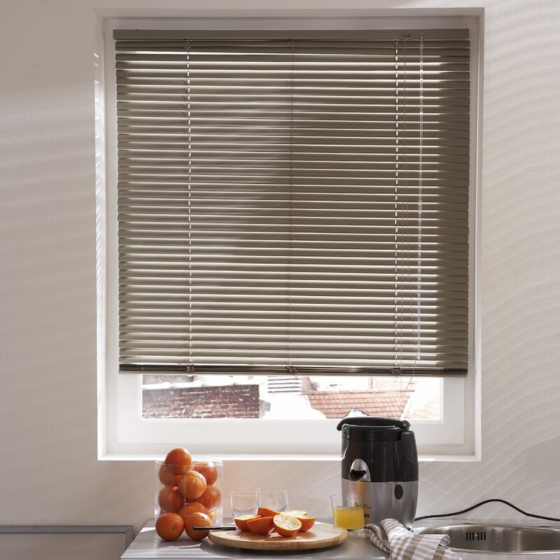 Madecostore - Store vénitien aluminium 25mm - Gris - L50 x H175cm