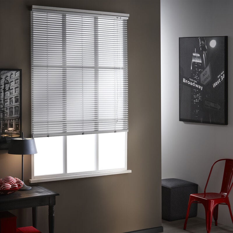 Madecostore - Store vénitien aluminium 25mm h250cm - Blanc - L50 x H250cm
