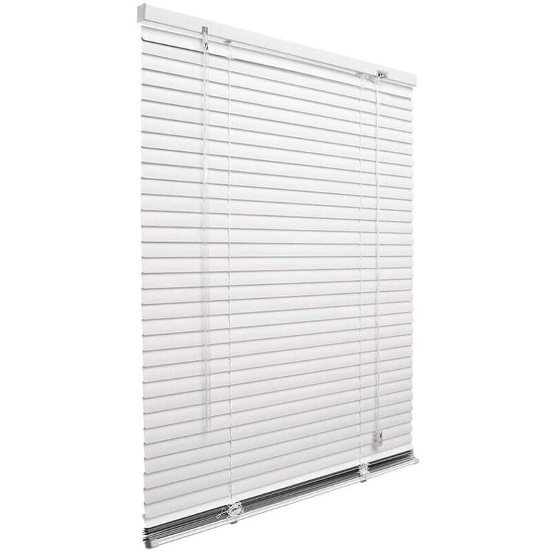Emmevi Mv S.p.a. - Store Vénitien Aluminium Fixation Murale Blanc Lames inclinables 25 mm Parasol Fenêtres - 60x180 Cm