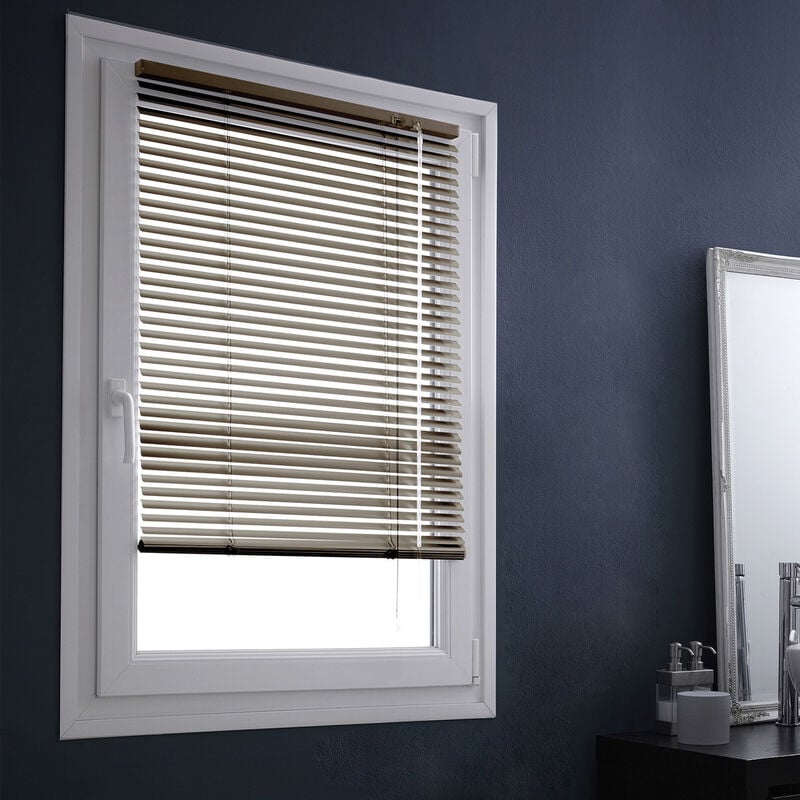 Madecostore - Store vénitien aluminium 25mm sans percer - Rouge - L62 x H150cm