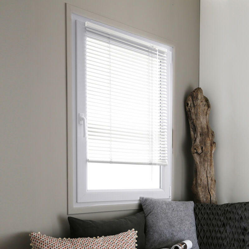 Store vénitien aluminium 25mm sans percer - Rouge - L52 x H150cm