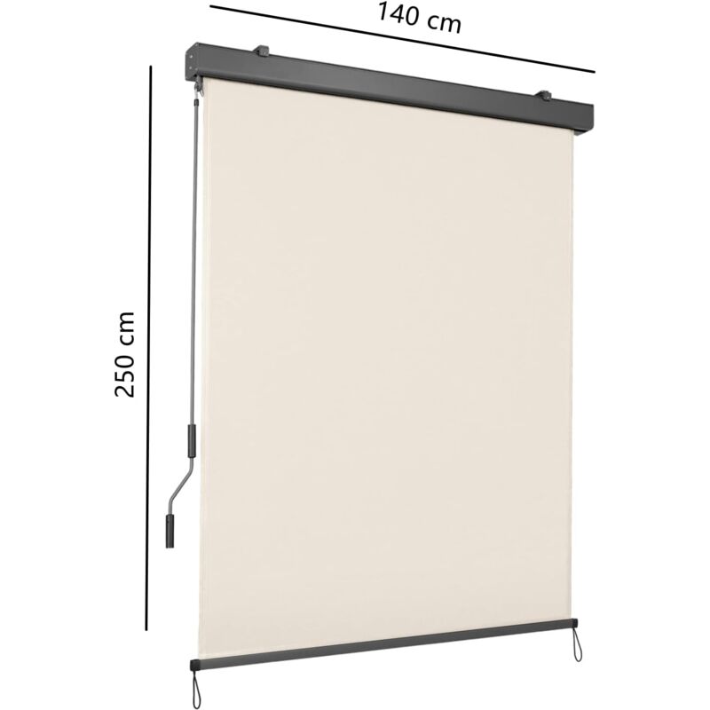 Liferun - Store Vertical Balcon,Store Roulant Extérieur,Store Enrouleur Occultant Pare-Soleil,Protection du Vent, 280g/m²( 140x250cm,Beige)
