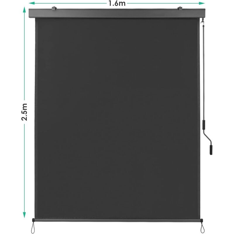 Store Vertical Balcon,Store Roulant Extérieur,Store Enrouleur Occultant Pare-Soleil,Protection du Vent, 280g/m²( 160x250cm,Gris)