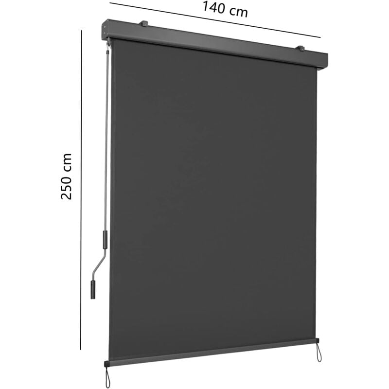 Liferun - Store Vertical Balcon,Store Roulant Extérieur,Store Enrouleur Occultant Pare-Soleil,Protection du Vent, 280g/m²( 140x250cm,Gris)