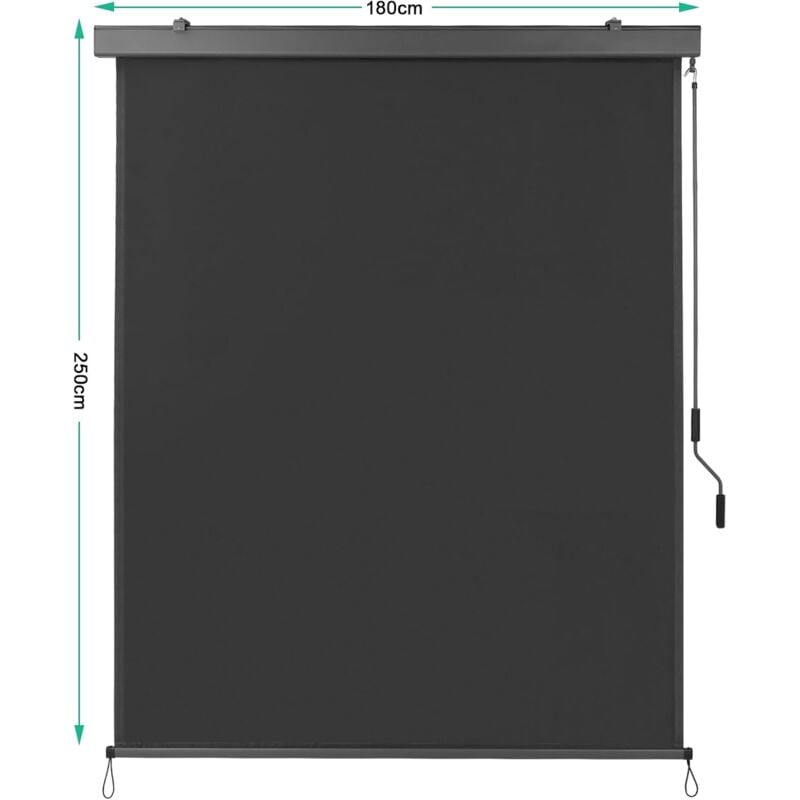 Liferun - Store Vertical Balcon,Store Roulant Extérieur,Store Enrouleur Occultant Pare-Soleil,Protection du Vent, 280g/m²( 180x250cm,Gris)