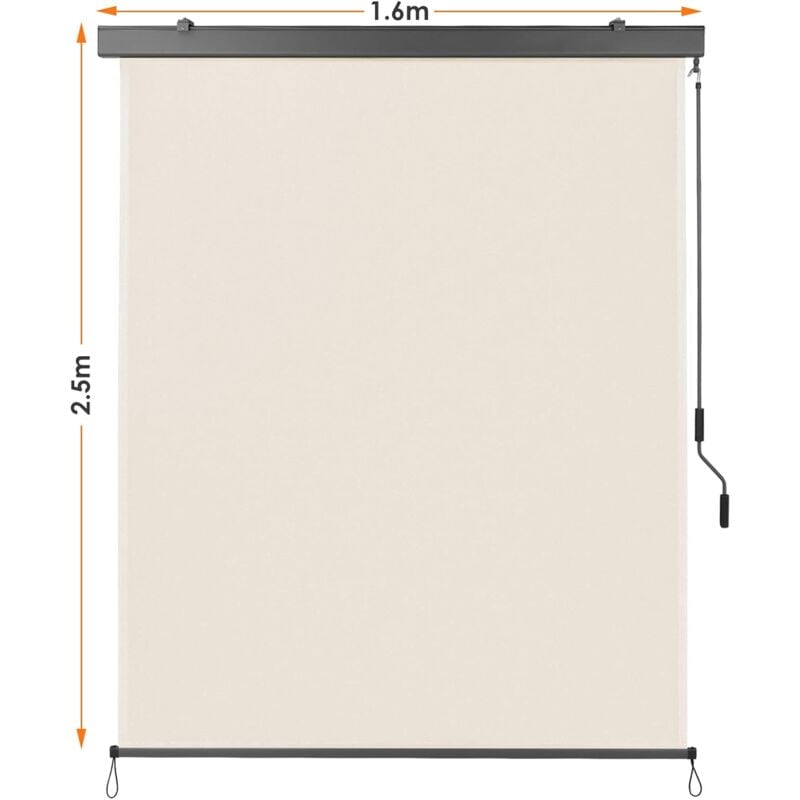 Liferun - Store Vertical Balcon,Store Roulant Extérieur,Store Enrouleur Occultant Pare-Soleil,Protection du Vent, 280g/m²( 160x250cm,Beige)