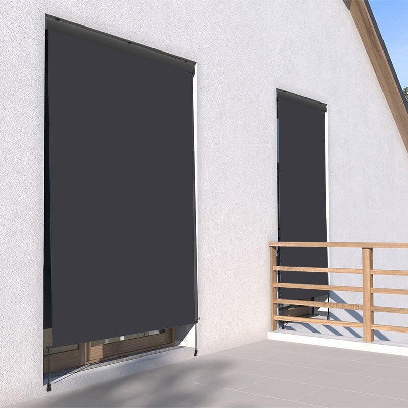 Store vertical enrouleur extérieur pour terrasse ou balcon - Anthracite mat - Gris anthracite - 1,4 x 2,5 m - Gris anthracite