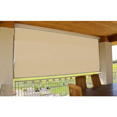 Store vertical enrouleur extérieur pour terrasse ou balcon - Blanc laqué - Dune - 1,8 x 2,5 m
