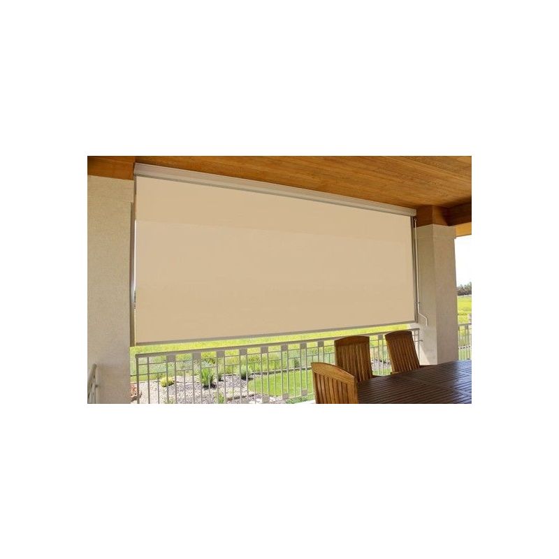 Sunny Inch ® - Store vertical enrouleur extérieur pour terrasse ou balcon - Blanc laqué - Dune - 1,4 x 2,5 m - Dune