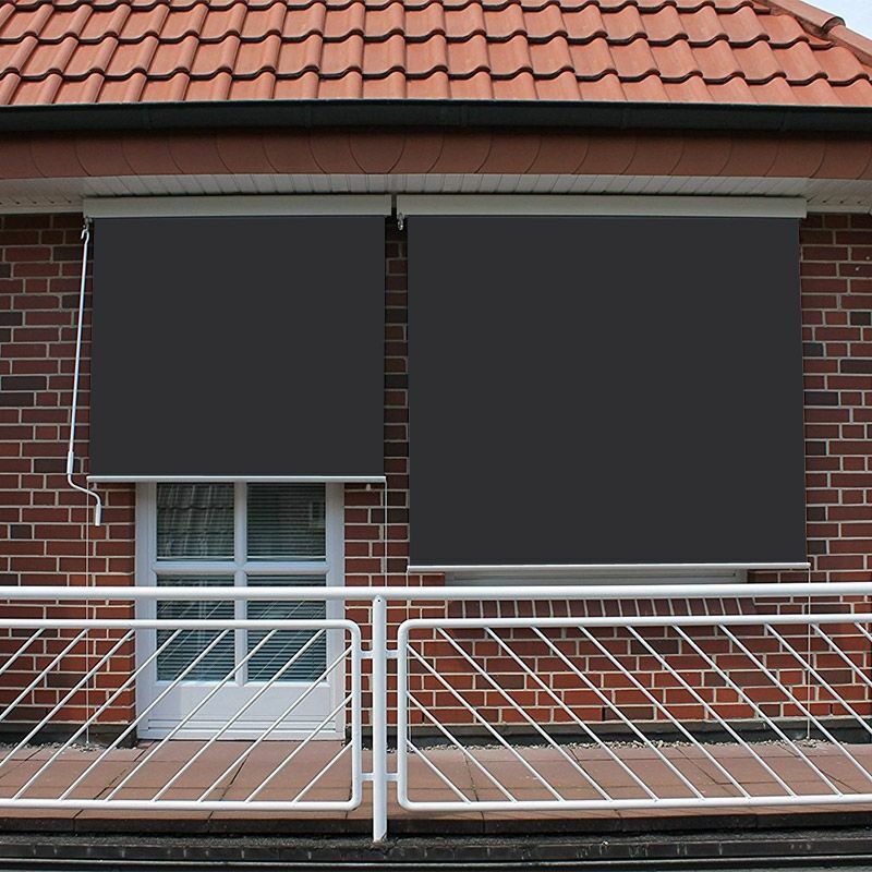 Store vertical enrouleur extérieur pour terrasse ou balcon - Blanc laqué - Gris anthracite - 1,8 x 2,5 m - Gris anthracite