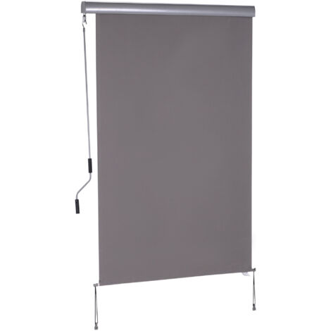 Store vertical, store de balcon 120 x 200 cm, store vertical coupe-vent/brise-vue gris avec manivelle
