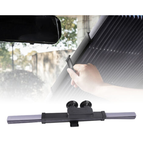 Store vis anti-soleil auto extensible pour pare-brise avec support ventouse - Aluminium film et ABS - 45,5 cm - UV et isolation thermique