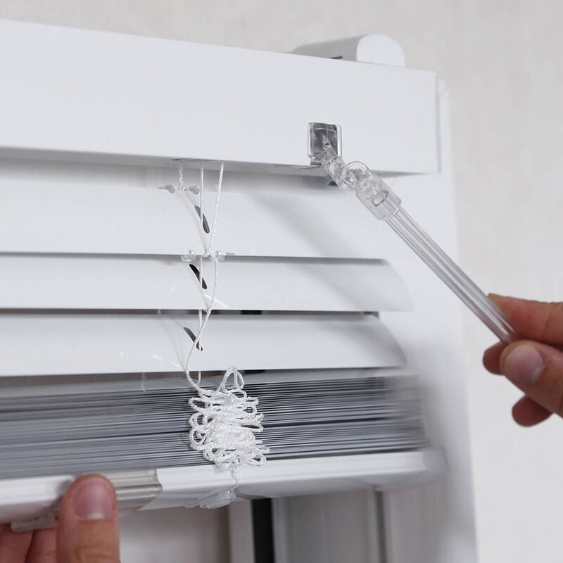 Madecostore - Store vénitien aluminium automatique 25mm sans percer - Blanc - L52 x H160cm