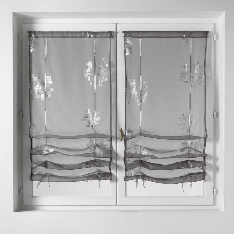 Store Voilage en Etamine Imprimée Gris clair 150x240 cm