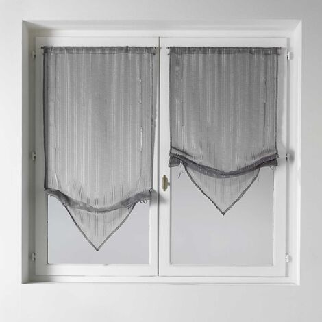 Store Voilage Fantaisie en Etamine à Pointes Gris clair 60x130cm