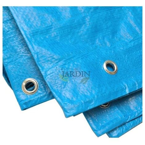 Store voile d'ombrage, Auvent rde jardin enforcé bleu 6 x 10 mètres 90 gr/m2 avec œillets