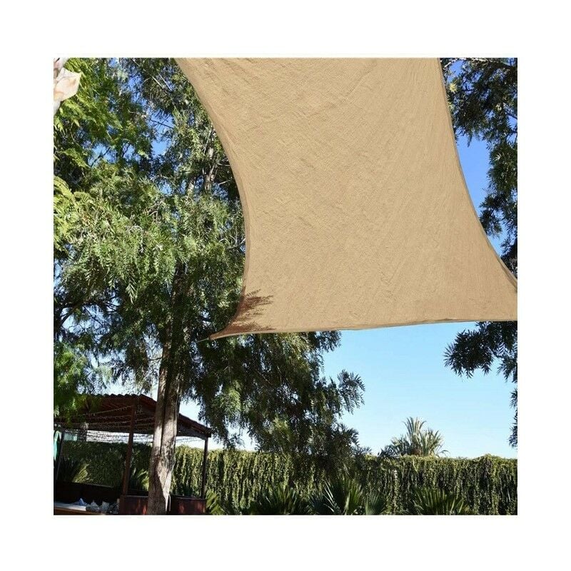 Suinga - Store voile d'ombrage polyester imperméable carré 5 x 5 m, sable 165 gr/m2 uv pour jardin