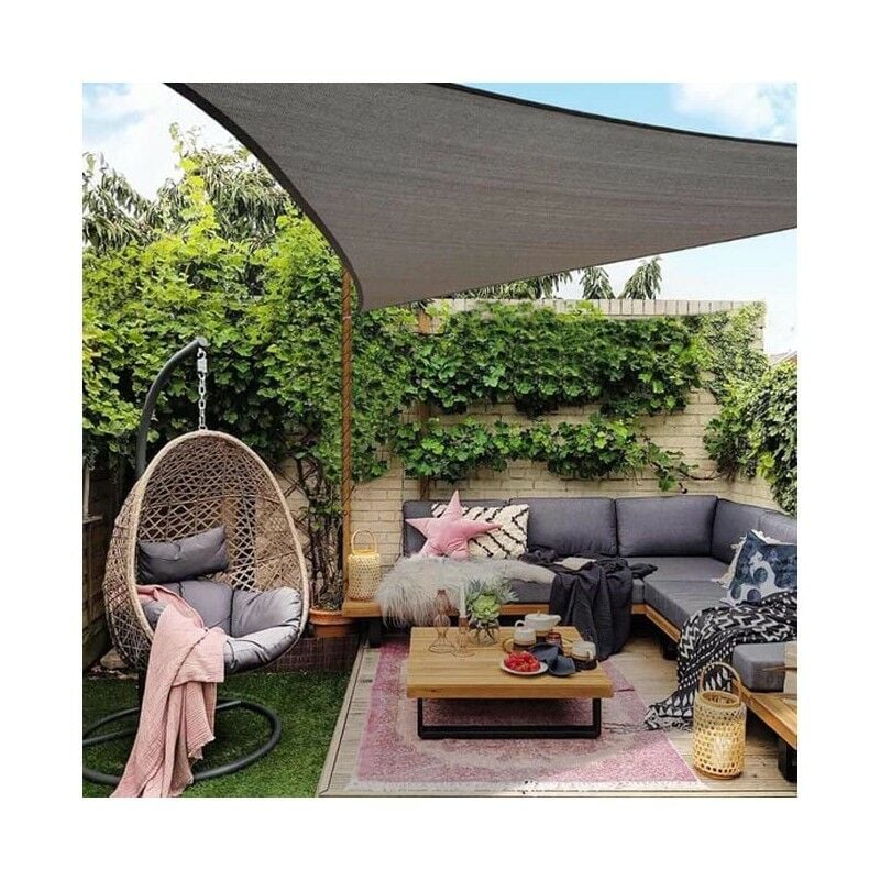 Suinga - Auvent type Voile en polyester triangulaire 3,6 x 3,6 x 3,6 m, gris 165 gr/m2 uv pour jardin. Corde d'installation inclus