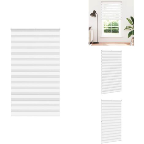 Store zèbre blanc 120x200 cm largeur du tissu 120,9cm polyester - Store Zébré - Stores Zébrés - Store À Enrouleur Zébré - Double Store À Enrouleur