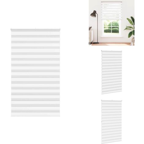 Store zèbre blanc 120x200 cm largeur du tissu 125,9cm polyester - Store Zébré - Stores Zébrés - Store À Enrouleur Zébré - Double Store À Enrouleur
