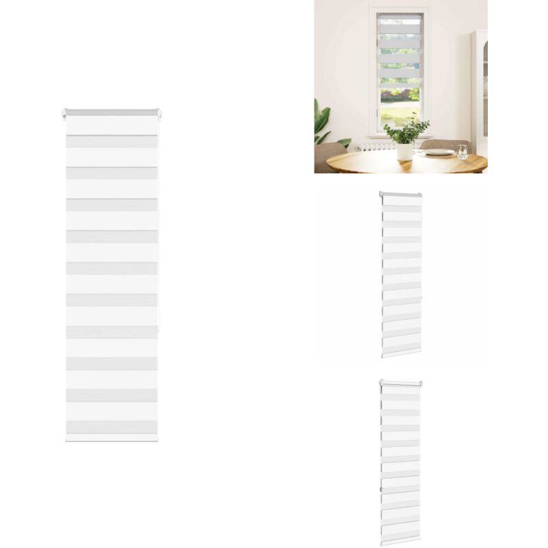 Store zèbre blanc 45x150 cm largeur du tissu 40,9 cm polyester - Store Zébré - Stores Zébrés - Store À Enrouleur Zébré - Double Store À Enrouleur