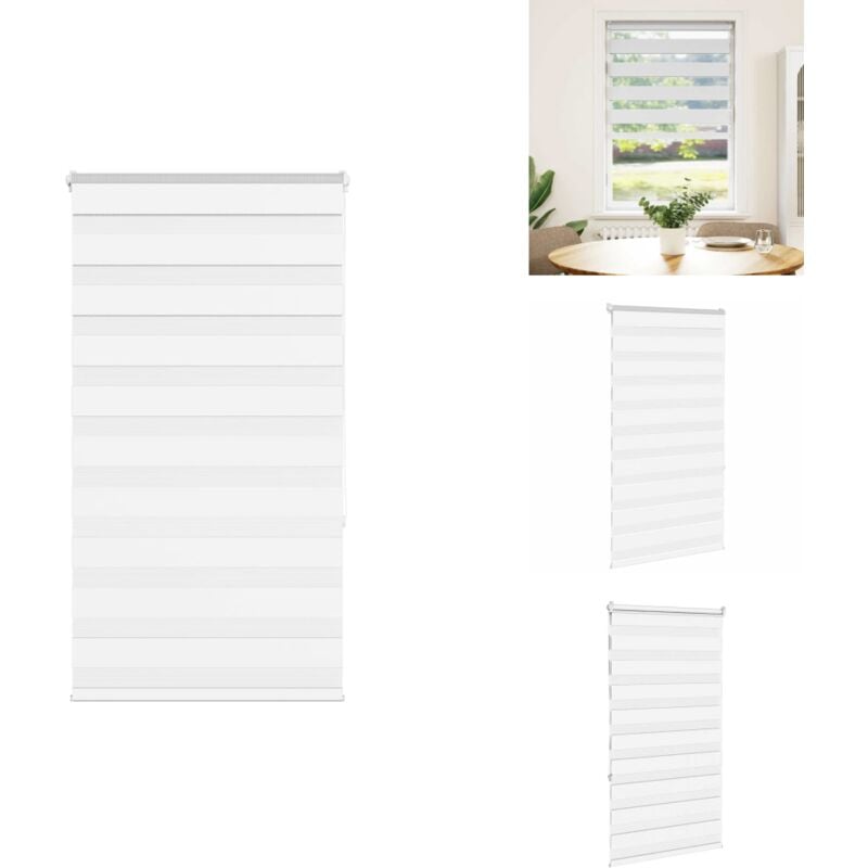 Vidaxl - Store zèbre blanc 85x150 cm largeur du tissu 80,9 cm polyester - Store Zébré - Stores Zébrés - Store à Enrouleur Zébré - Double Store à