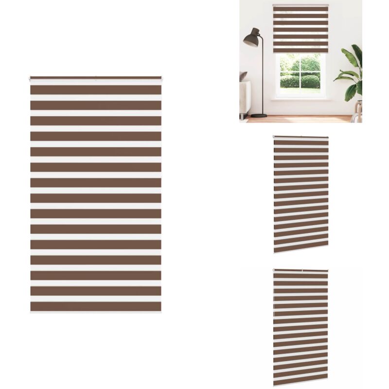Vidaxl - Store zèbre marron 130x230cm largeur du tissu 125,9cm polyester - Store Zébré - Stores Zébrés - Store à Enrouleur Zébré - Double Store à