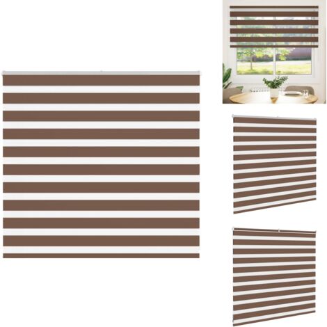 Store zèbre marron 160x100cm largeur du tissu 155,9cm polyester - Store Zébré - Stores Zébrés - Store À Enrouleur Zébré - Double Store À Enrouleur