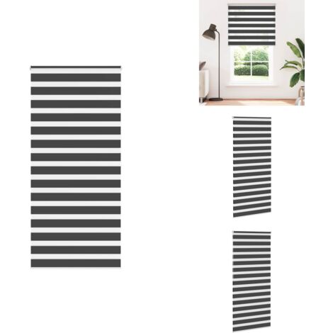 Store zèbre noir 110x200 cm largeur du tissu 105,9 cm polyester - Store Zébré - Stores Zébrés - Store À Enrouleur Zébré - Double Store À Enrouleur
