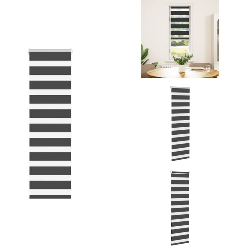Vidaxl - Store zèbre noir 40x150 cm largeur du tissu 35,9 cm polyester - Store Zébré - Stores Zébrés - Store à Enrouleur Zébré - Double Store à
