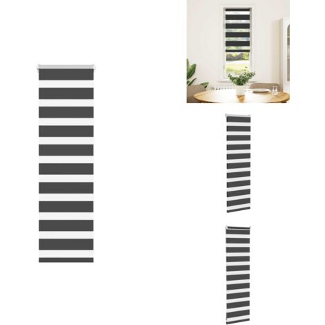 Store zèbre noir 45x100 cm largeur du tissu 40,9 cm polyester - Store Zébré - Stores Zébrés - Store À Enrouleur Zébré - Double Store À Enrouleur