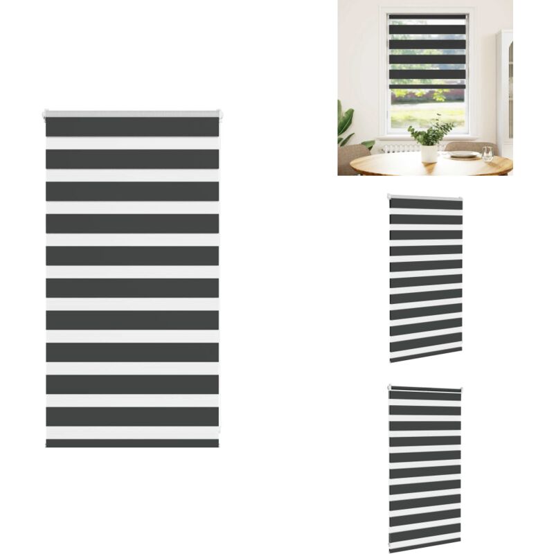 Vidaxl - Store zèbre noir 90x100 cm largeur du tissu 85,9 cm polyester - Store Zébré - Stores Zébrés - Store à Enrouleur Zébré - Double Store à