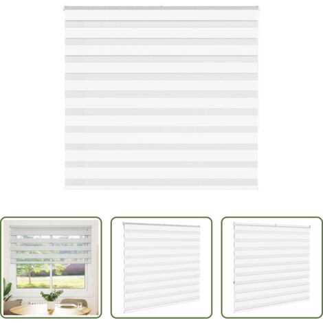 Store zébré -  Store zèbre blanc 160x150 cm largeur du tissu 155,9cm polyester