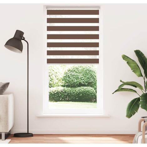 Store zèbre，Store vénitien marron 100x200 cm largeur du tissu 95,9cm polyester CFW6018362