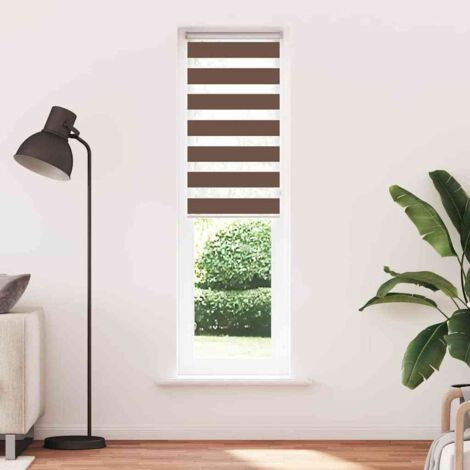 Store zèbre，Store vénitien marron 60x230 cm largeur du tissu 55,9 cm polyester CFW7051936