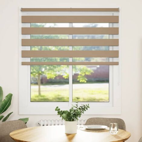 Store zèbre，Store vénitien marron sable largeur du tissu 120,9 cm polyester CFW4580565