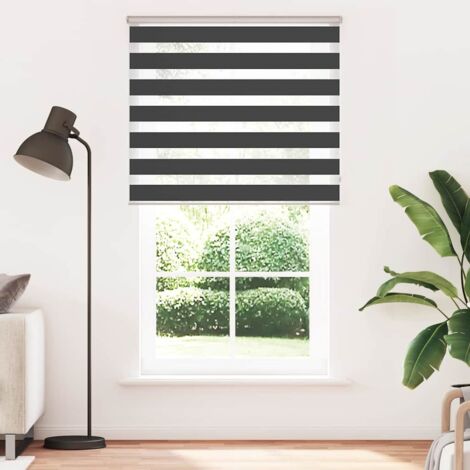 Store zèbre，Store vénitien noir 125x200 cm largeur du tissu 120,9 cm polyester CFW1891465