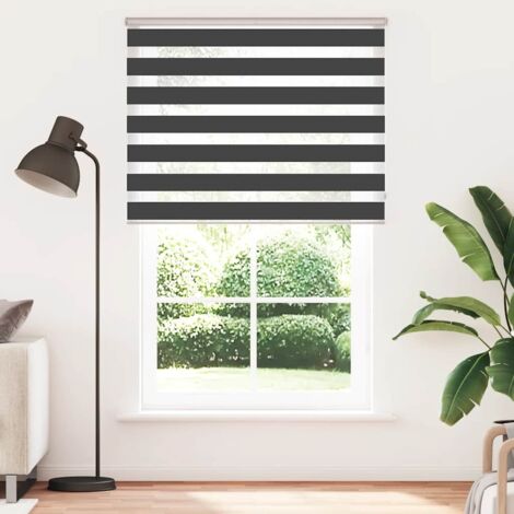Store zèbre，Store vénitien noir 145x230 cm largeur du tissu 140,9 cm polyester CFW6266639