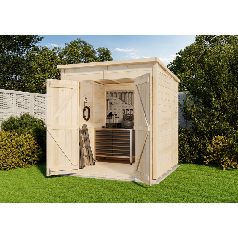 Storehaus - Cabane à outils avec toit monopente Security Naturel , 12 mm Épaisseur de paroi 186,2 x cm