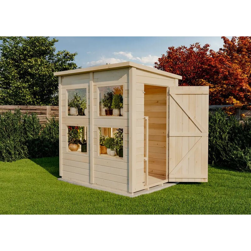 Storehaus - Cabane à outils avec toit monopente Gregor Naturel , 12 mm Épaisseur de paroi 186,2 x 126,2 cm