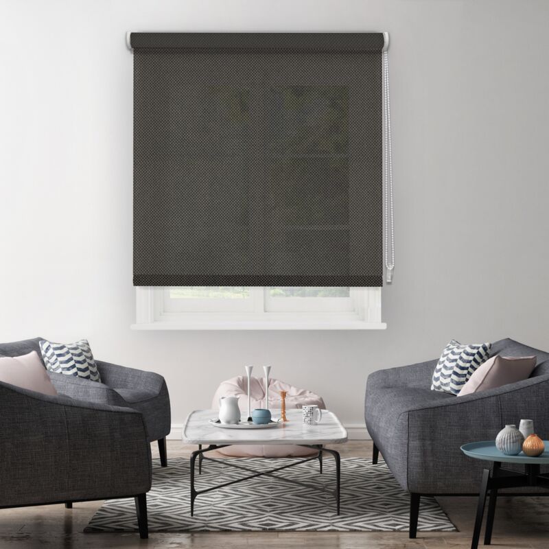 Madecostore - Store enrouleur tamisant thermique revers alu h190cm - Gris foncé - L64 x H190cm