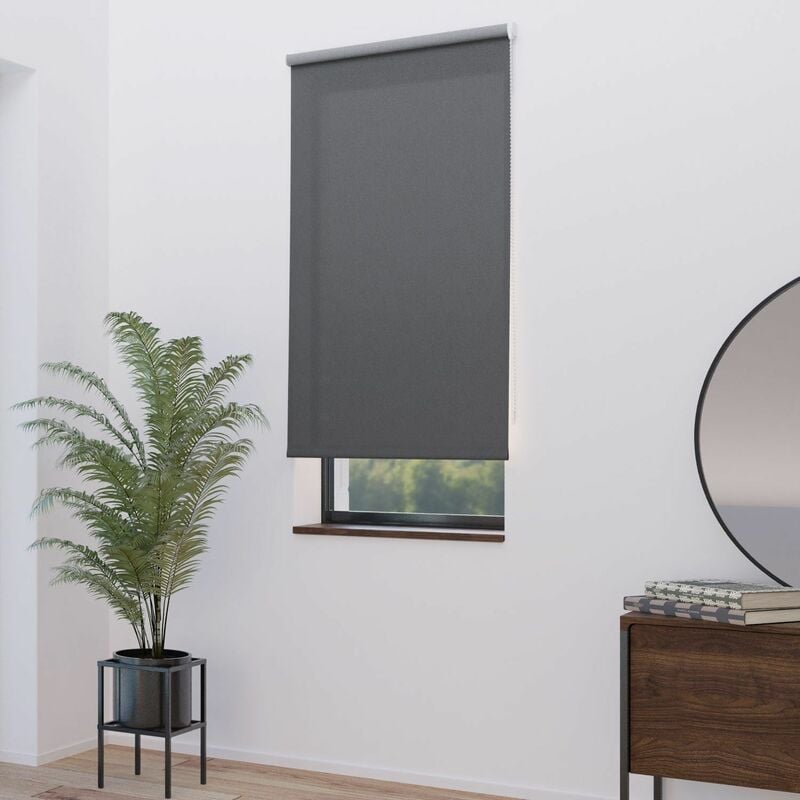 Madecostore - Store enrouleur tamisant thermique revers alu h190cm - Gris foncé - L94 x H190cm
