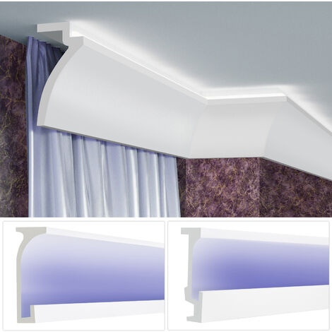 Corniche cache rideaux LED | QL011 | 91 x 130 mm | polyuréthane résistant