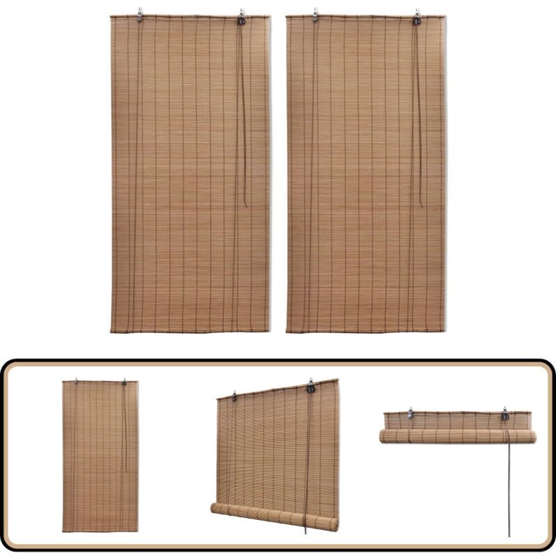 Vidaxl - Stores roulants en bambou 2 pcs Marron 120x220 cm - Stores Vénitiens - Stores En Bois - Décoration Intérieure - Rideaux Occultants - Bambous