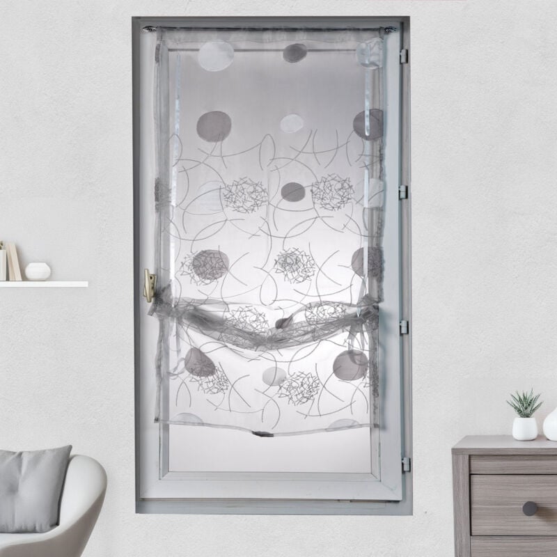Homemaison - Petit voilage en organza jacquard à remonter Gris clair 60x160 cm