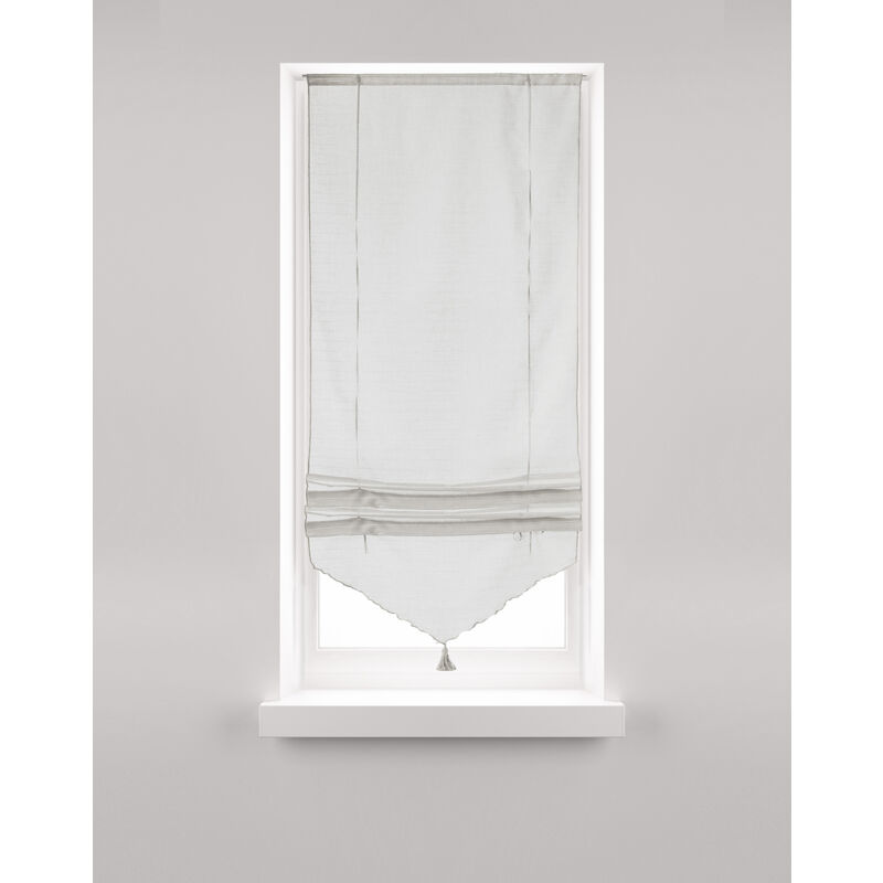 Store Relevable blanc avec Pompon Blanc 73x165 cm